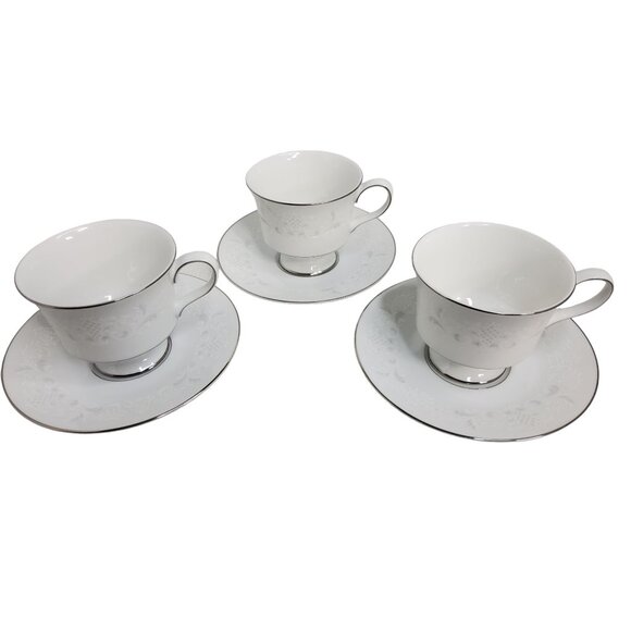 vintage set of 3 sango florence porcelain dinnerware tea cups & saucers - Picture 2 of 4